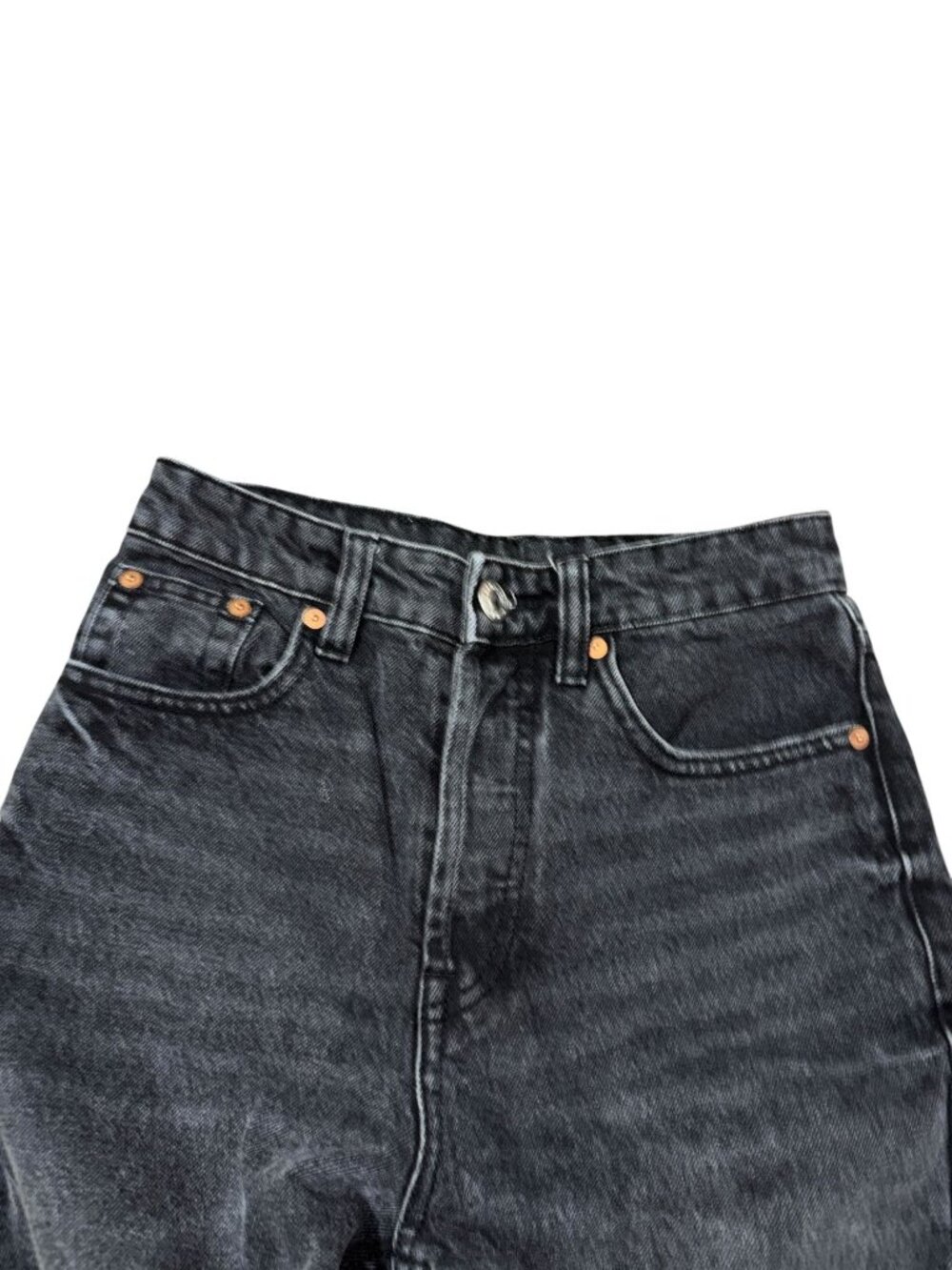 Zara Blackwash Size 26 Raw Hem Button Fly Jeans - Picture 3 of 7